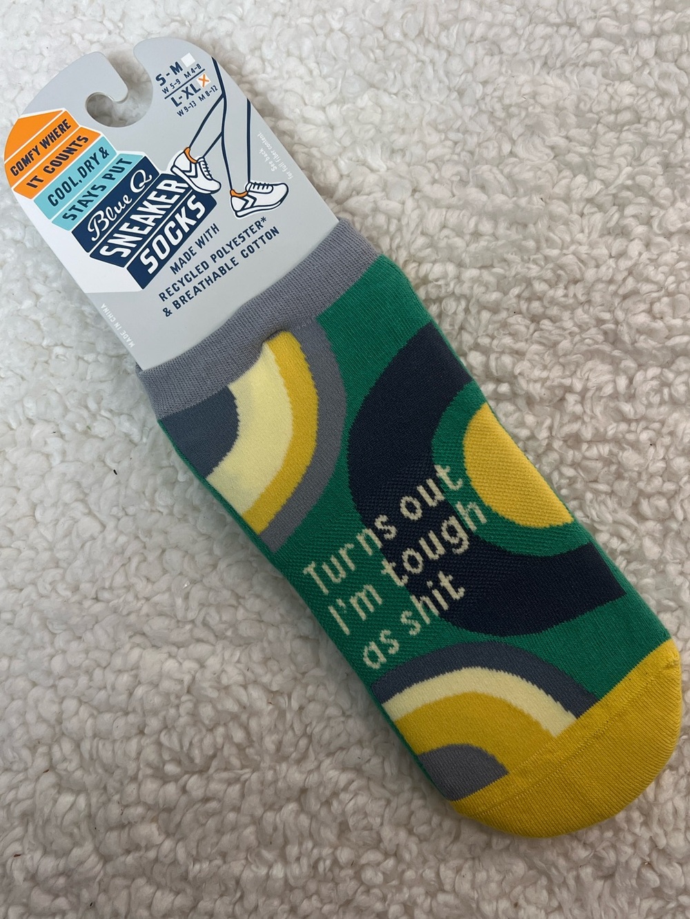 Blue Q "Tough as Sh-t" Sneaker Socks Unisex Size L/XL